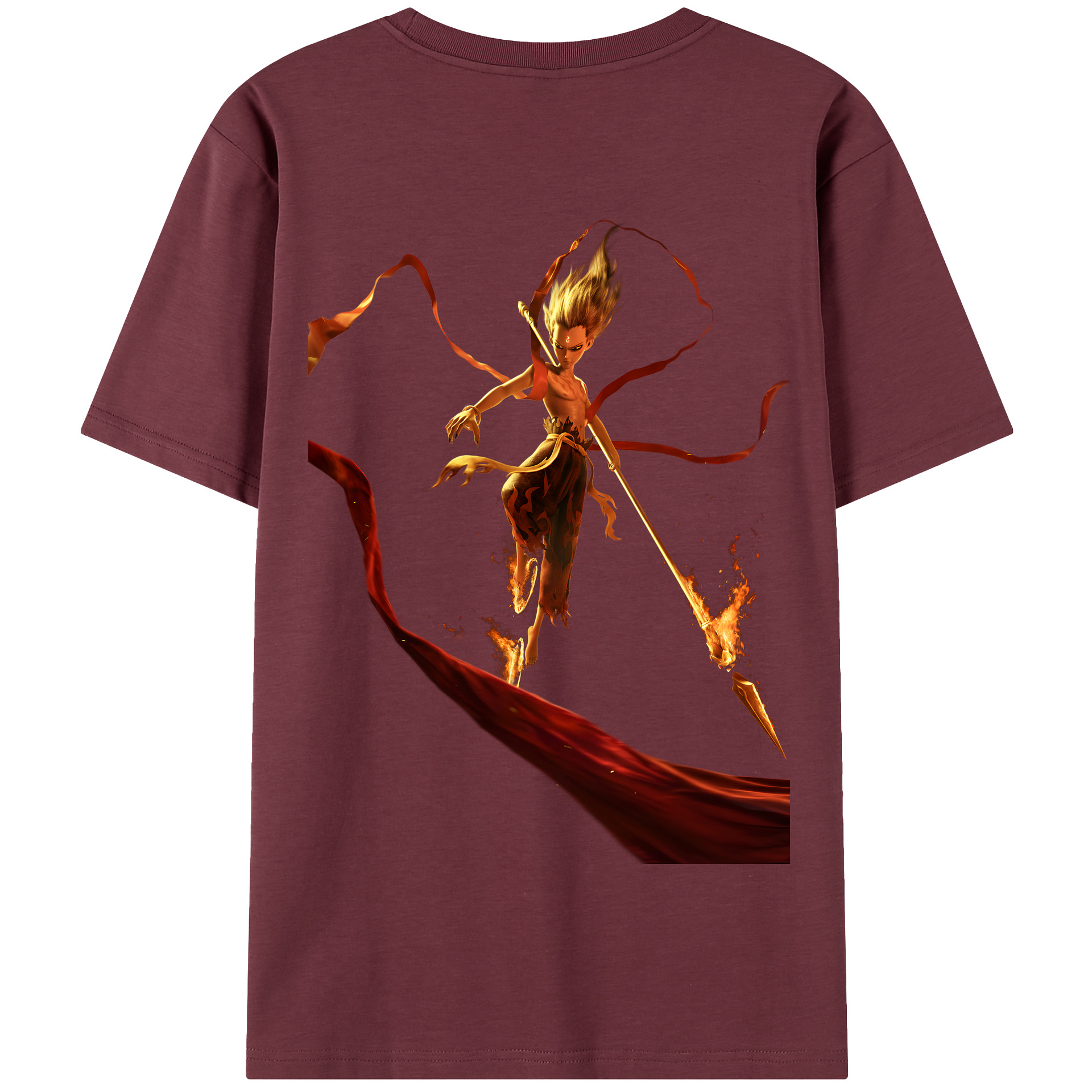 （画像用） Ne Zha 2 ナタ 魔童の大暴れ 綿100％半袖Tシャツ（背面プリント）